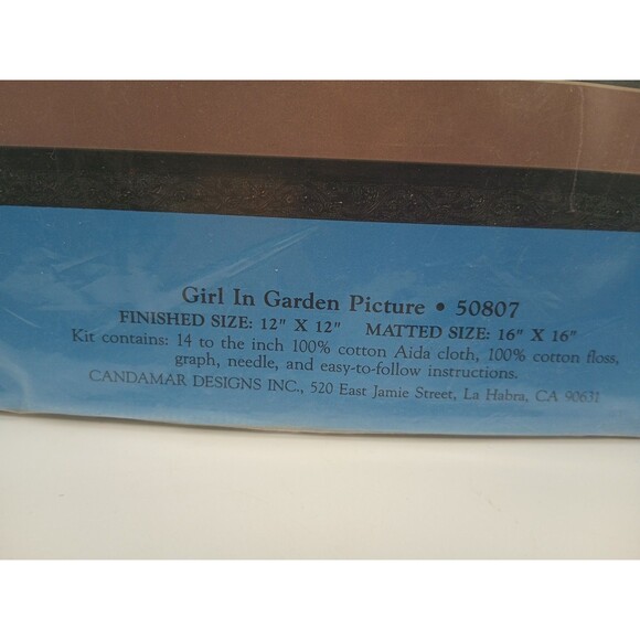 Vtg Candamar Designs Counted Cross Stitch Kit Girl In Garden - Picture 3 of 6